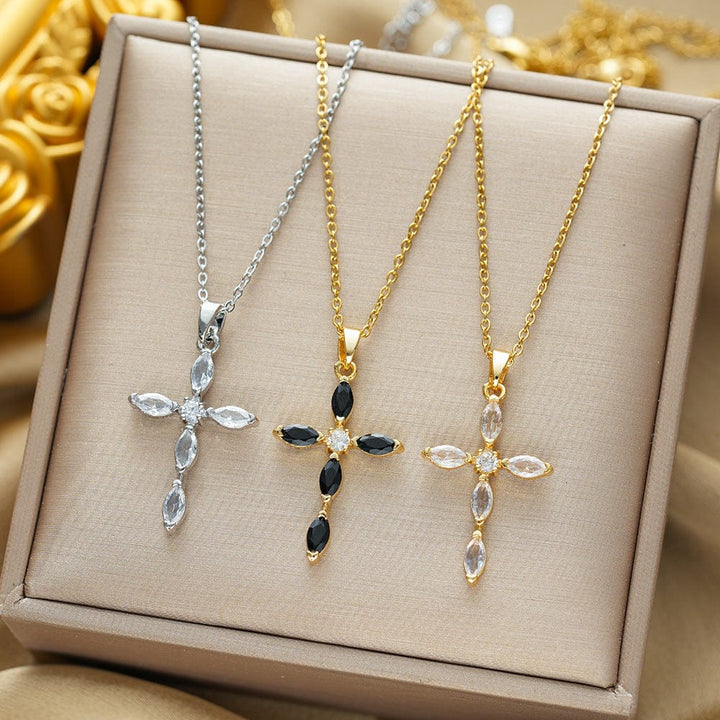Vibrant Zirconia Cross Necklace