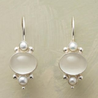 Vintage Pearl and White Crystal Earrings