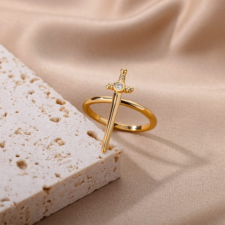 Silver Sword Cross Ring