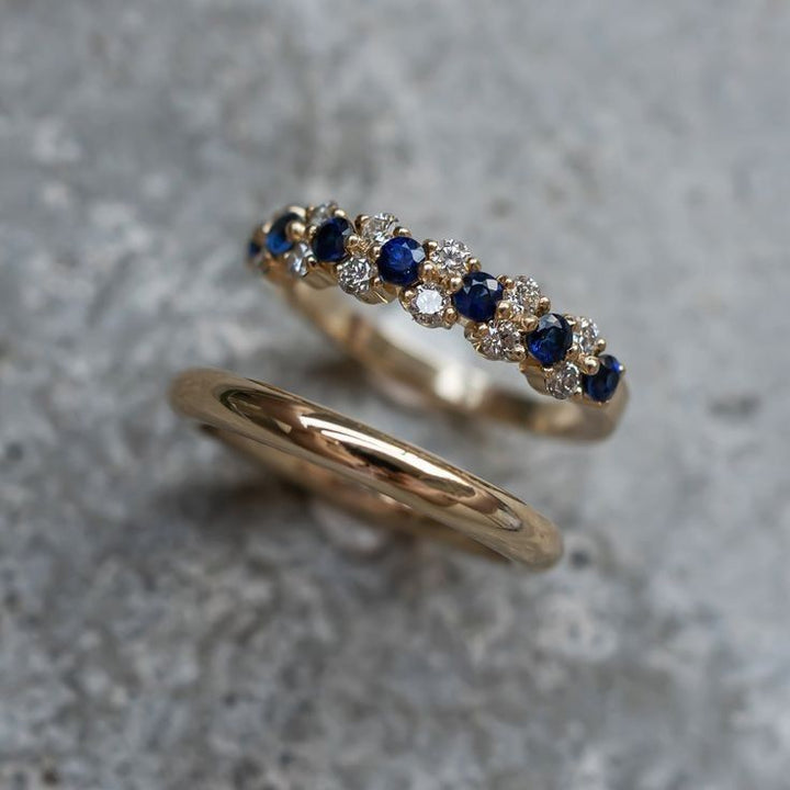 Elegant Vintage Blue Zircon Ring Set