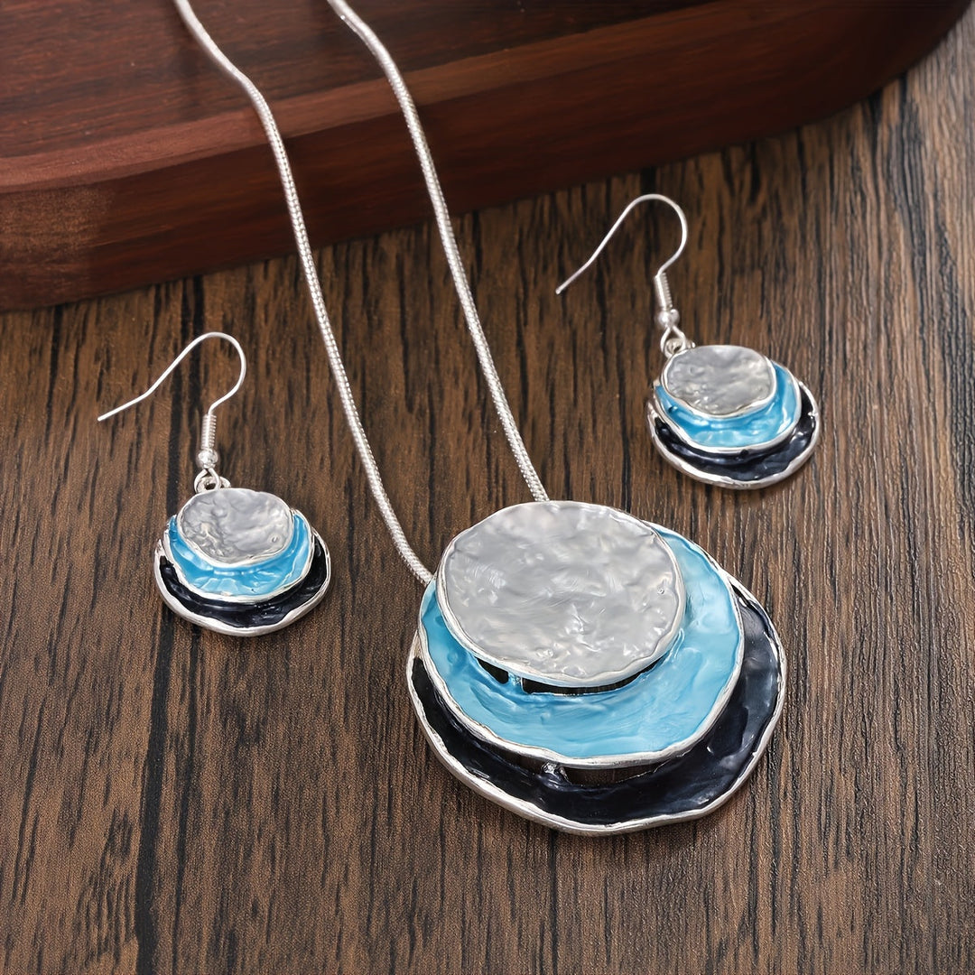 Handmade Boho Enamel Necklace & Earring Set