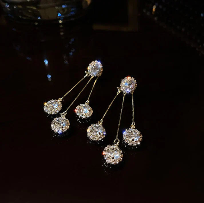 Gold-Plated Triade Earrings with Cubic Zirconia