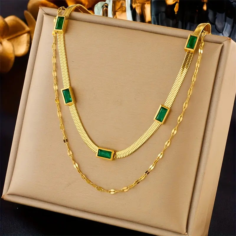 Retro Gold Sorella Gem Layered Necklace
