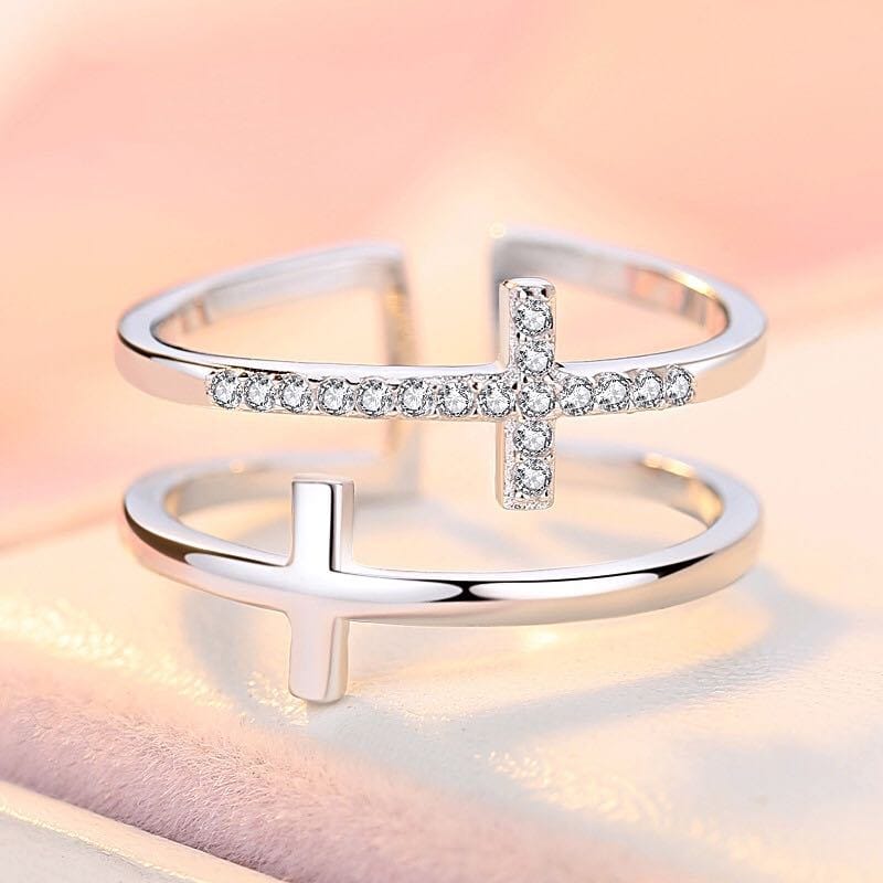 Adjustable Glory Double Cross Ring