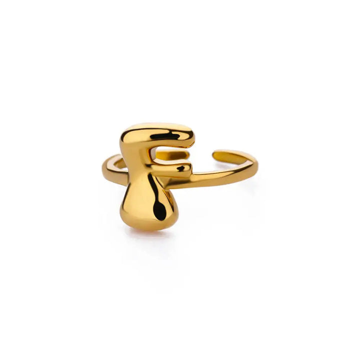 Adjustable Gold Bubble Letter Ring