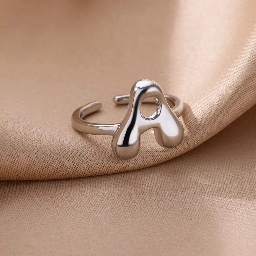 Adjustable Gold Bubble Letter Ring