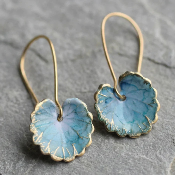 Retro Blue Leaf Earrings