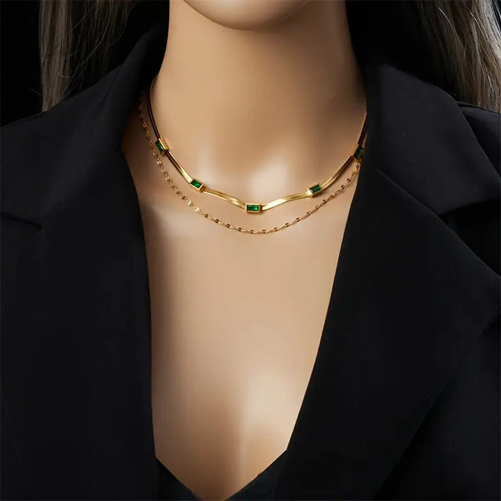 Retro Gold Sorella Gem Layered Necklace