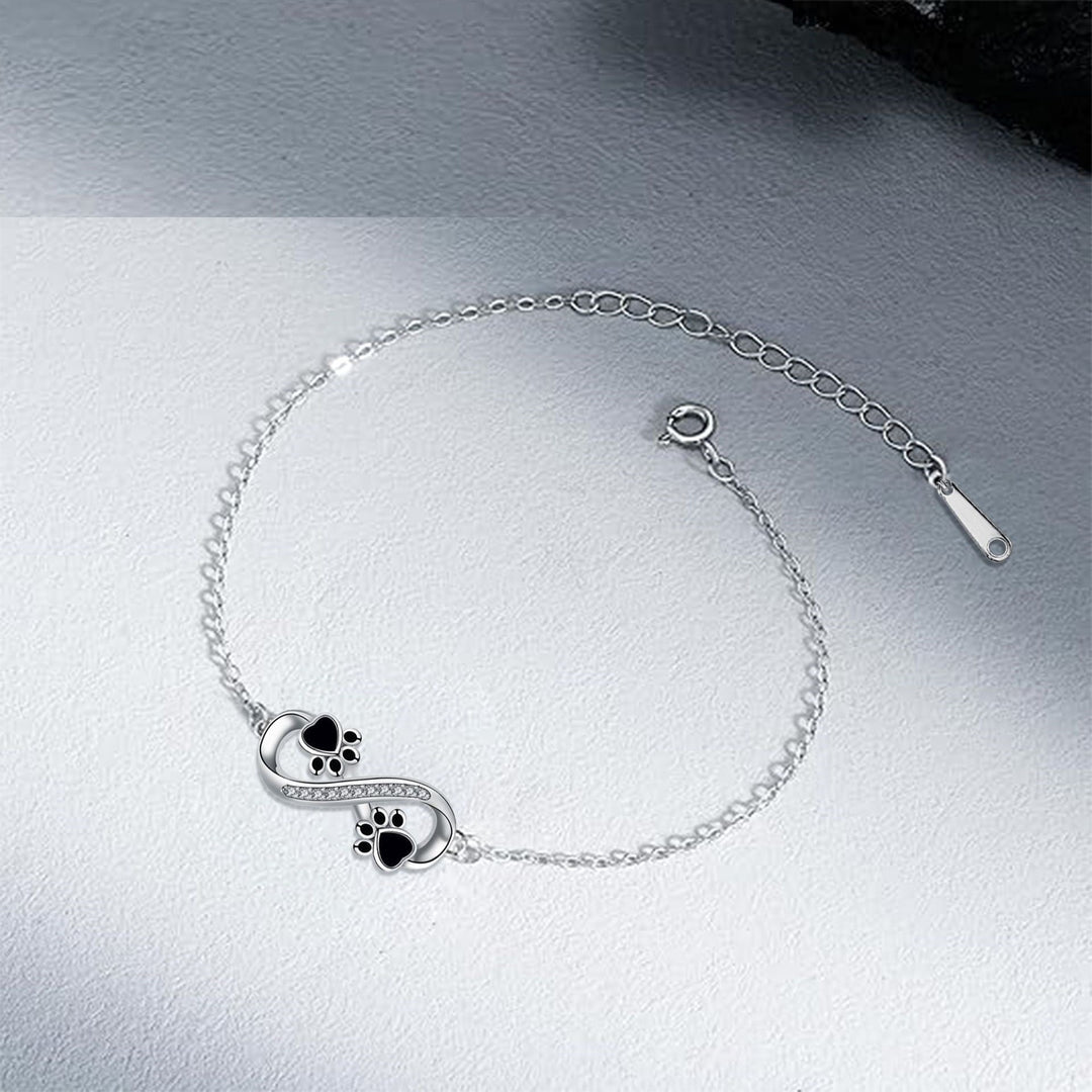 Infinity Paw Print Bracelet with Zirconia Accents