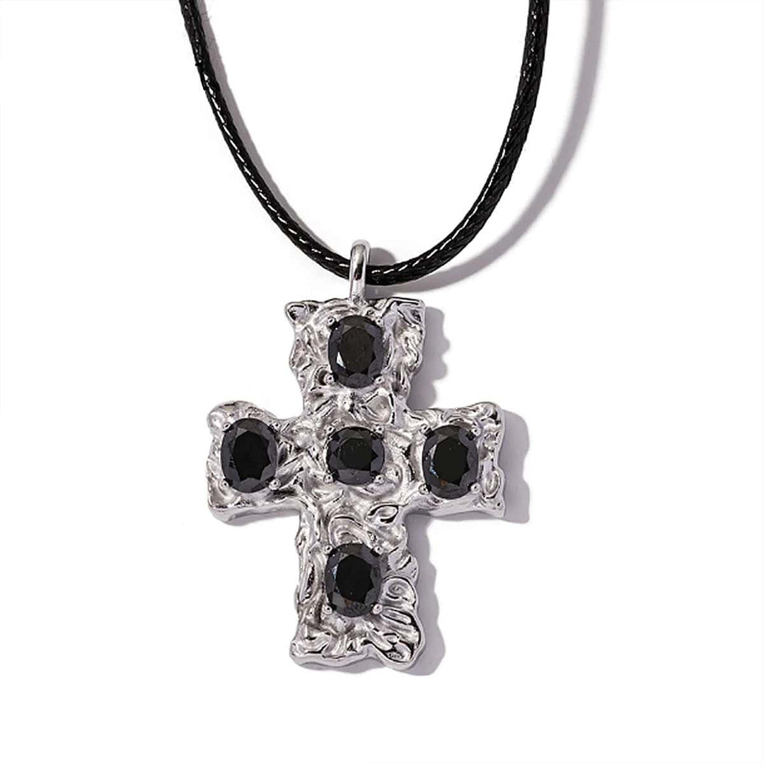Black Stone Cross Choker