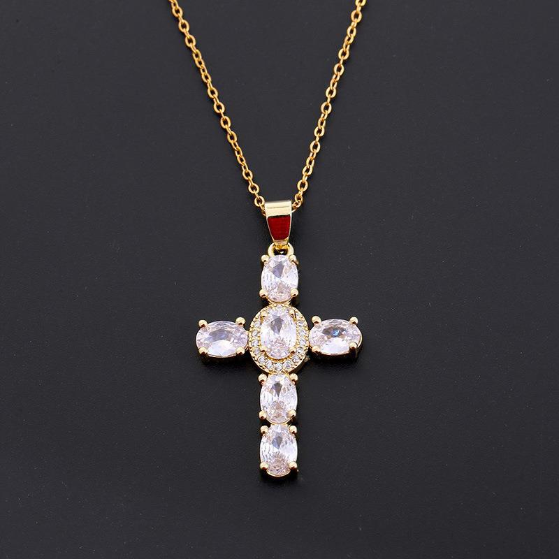 Colorful Gemstone Cross Necklaces