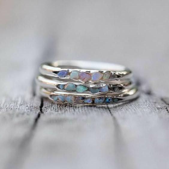 Vintage Silver Ring with Layered Blue Gemstones