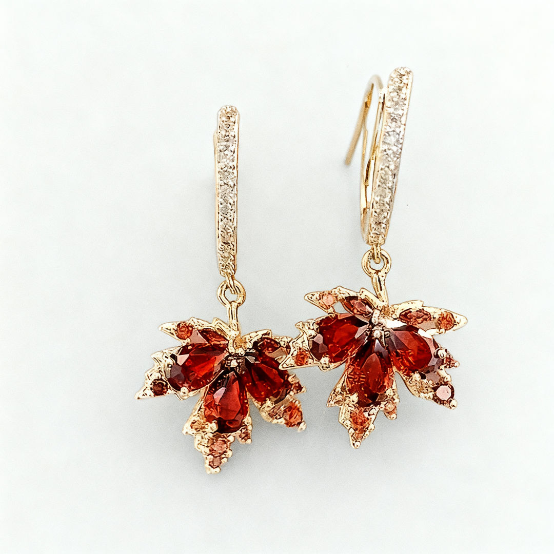Zirconia Gold Leaf Earrings
