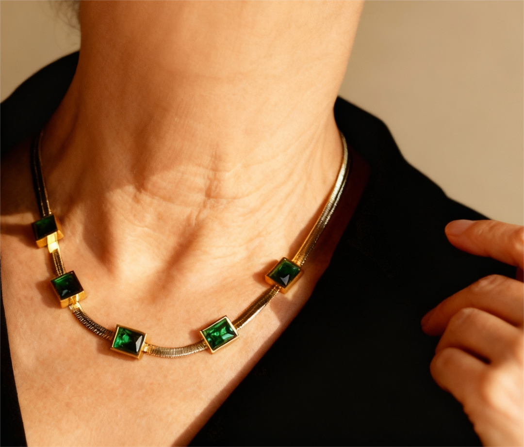 Vintage Green Zircon Necklace