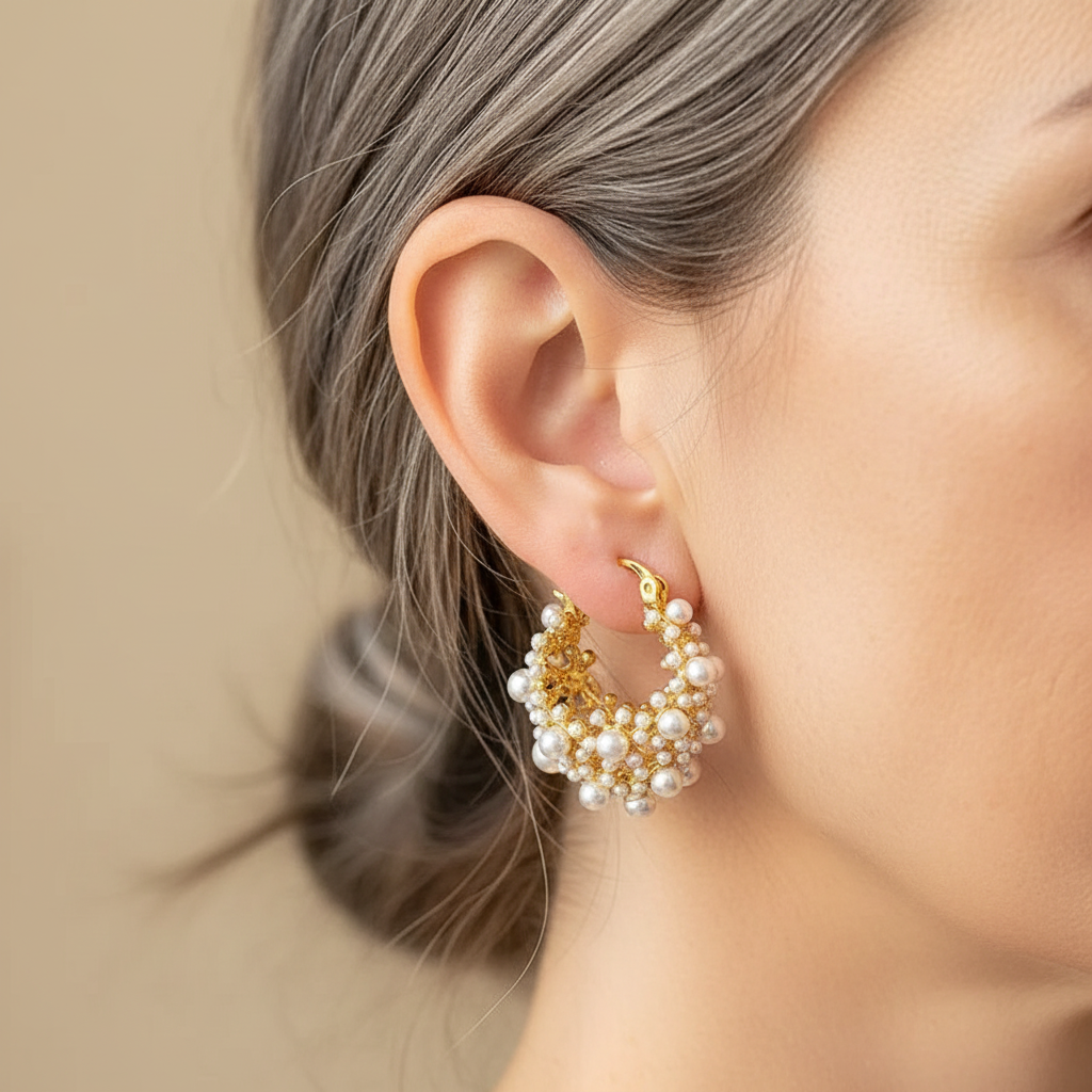 Classic Gold and Pearl Hoop Earrings