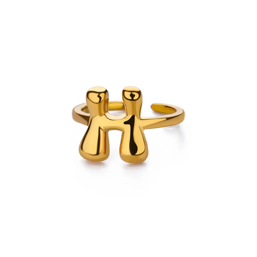 Adjustable Gold Bubble Letter Ring
