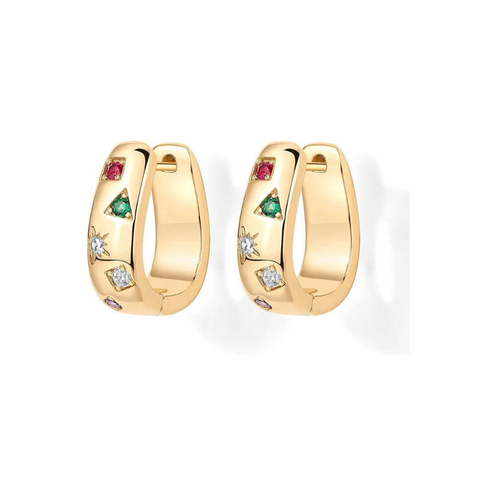 Color Wave Gold Hoop Earrings