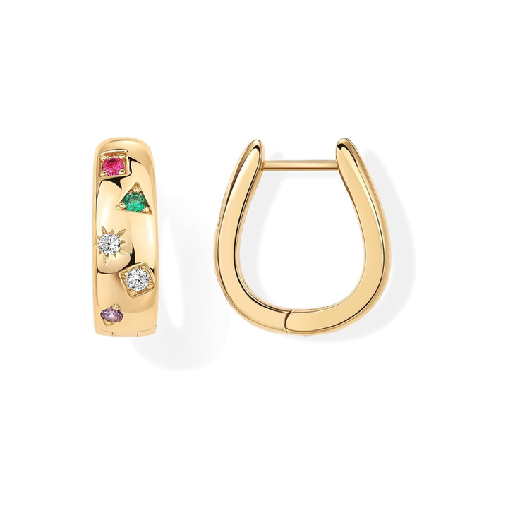 Color Wave Gold Hoop Earrings