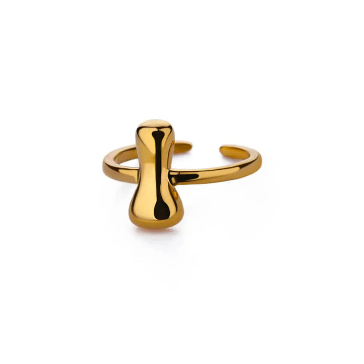 Adjustable Gold Bubble Letter Ring