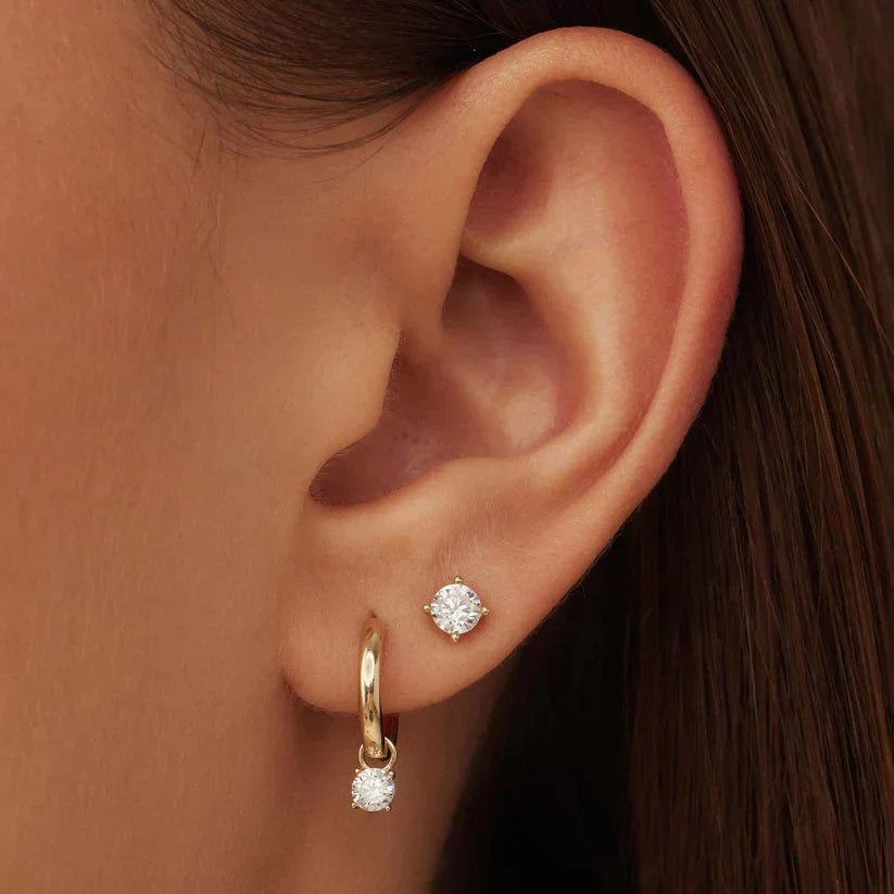 Moonstone Button Earrings