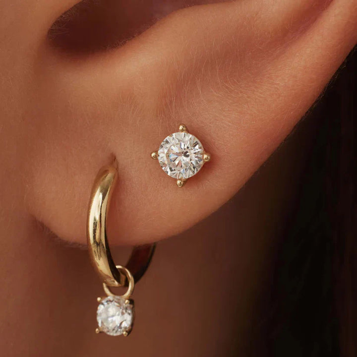 Moonstone Button Earrings