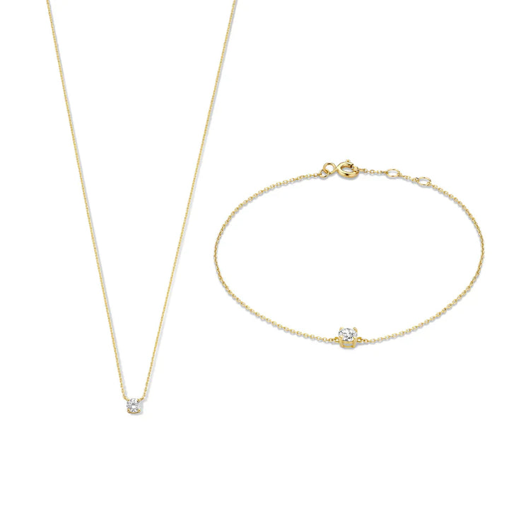 Gold Moissanite Necklace and Bracelet Set