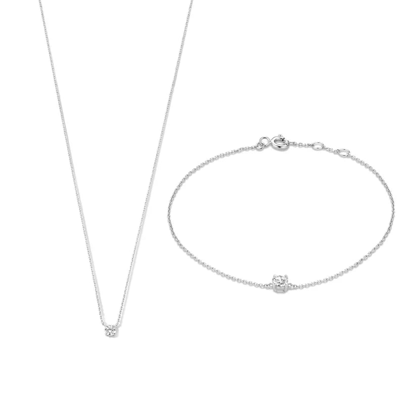 Gold Moissanite Necklace and Bracelet Set