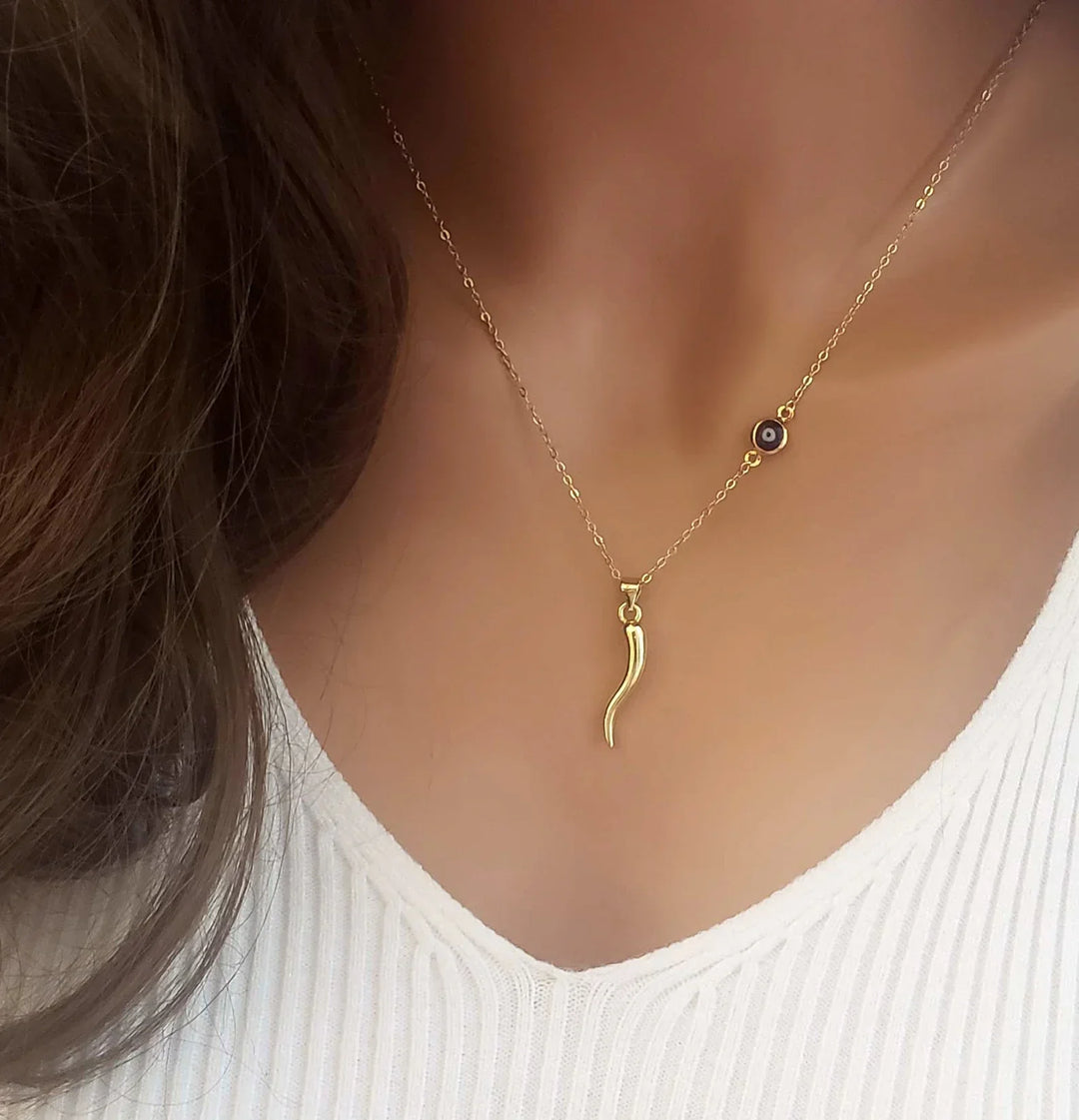 Eye & Horn Amulet Necklace