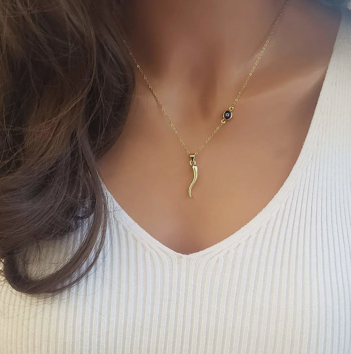 Eye & Horn Amulet Necklace