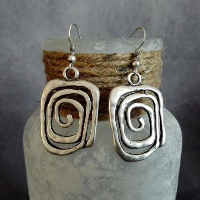 Silver Boho Spiral Earrings