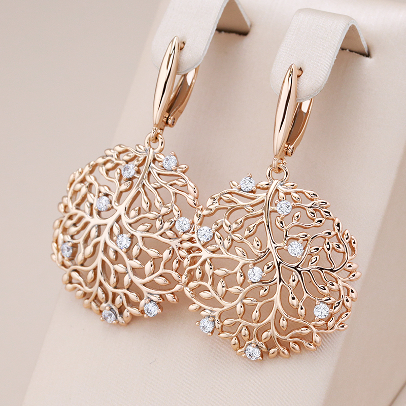 Chic Round Branch Earrings with Cubic Zirconia