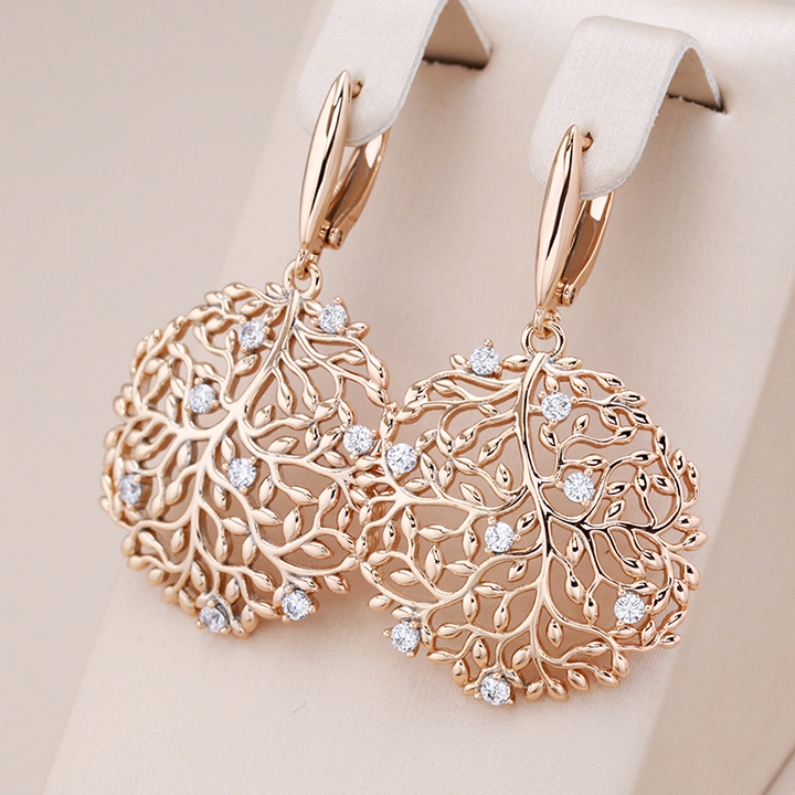 Chic Round Branch Earrings with Cubic Zirconia