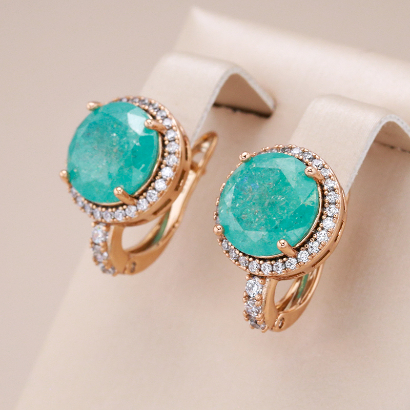 Chic Gold Earrings with Turquoise and Opal