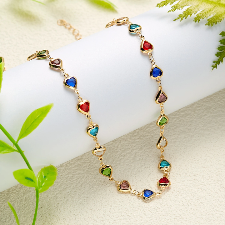 Colorful Crystal Heart Necklace