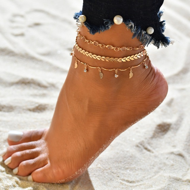 Gold & Crystal Ankle Bracelet