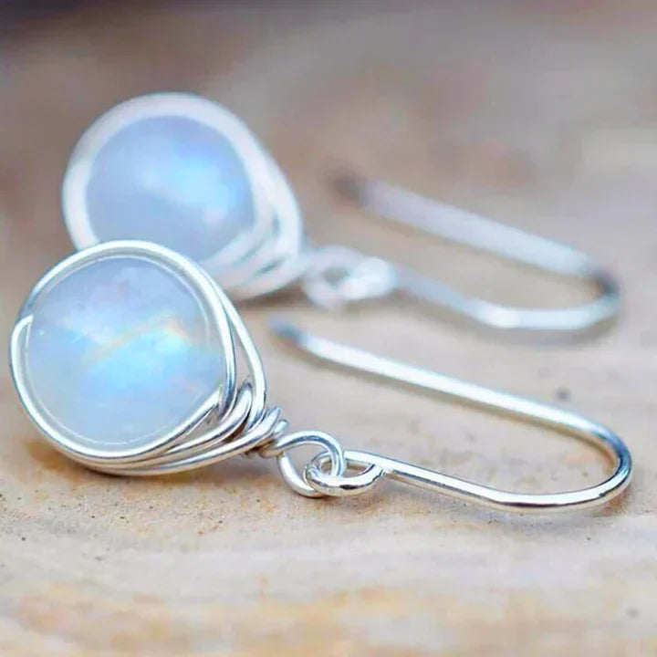 Silver Moonstone Pendant Earrings