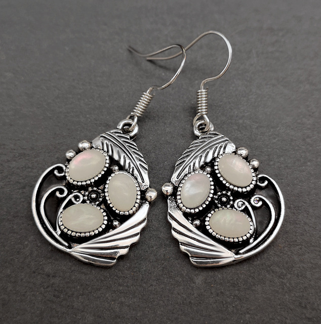Vintage Silver and White Crystal Earrings