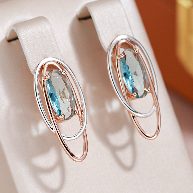 Stunning Gold and Silver Turquoise Crystal Earrings