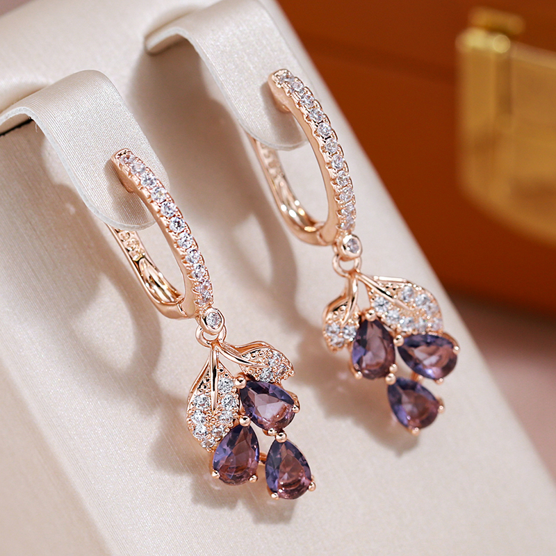 Gold Garnet Crystal Earrings