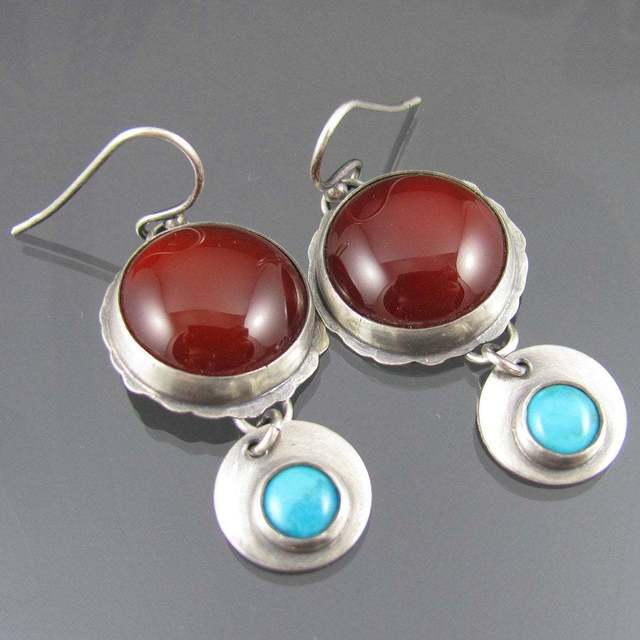 Retro Red and Blue Earrings