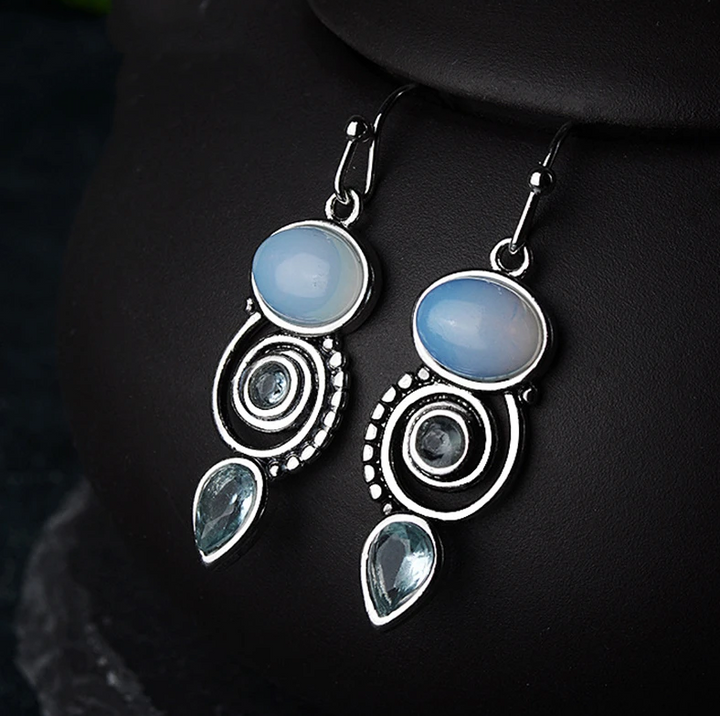Vintage Moonstone & Crystal Earrings