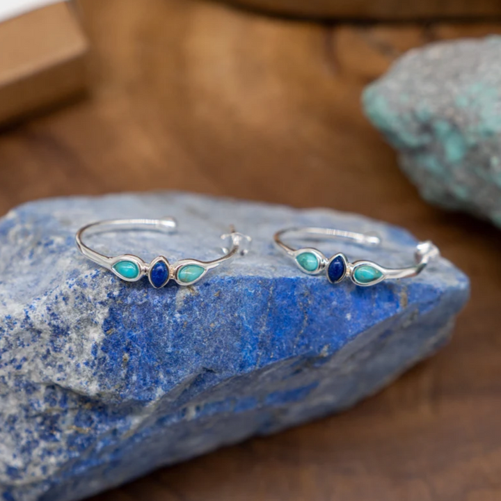 Vintage Blue Enamel Earrings