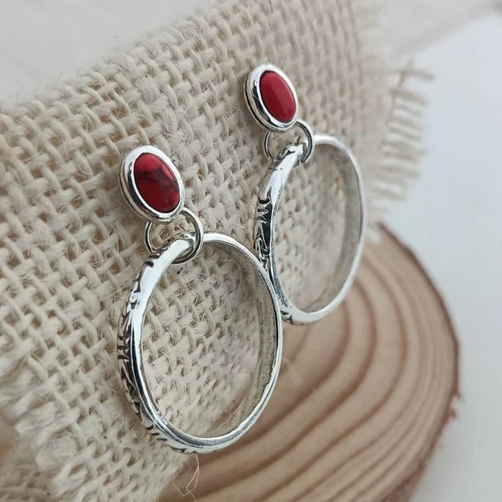 Boho Red Stone Earrings