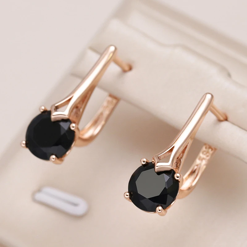 Chic Gold Earrings with Black Zirconia