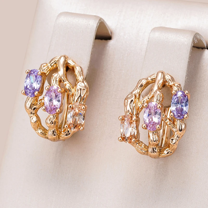 Elegant Gold Earrings with Colorful Gemstones