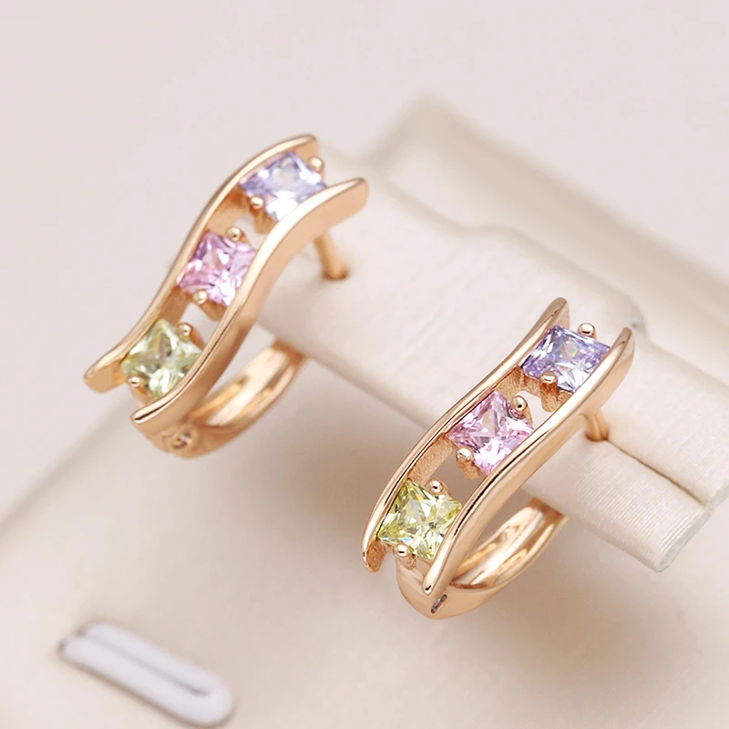 Gold Multicolor Cubic Zirconia Earrings