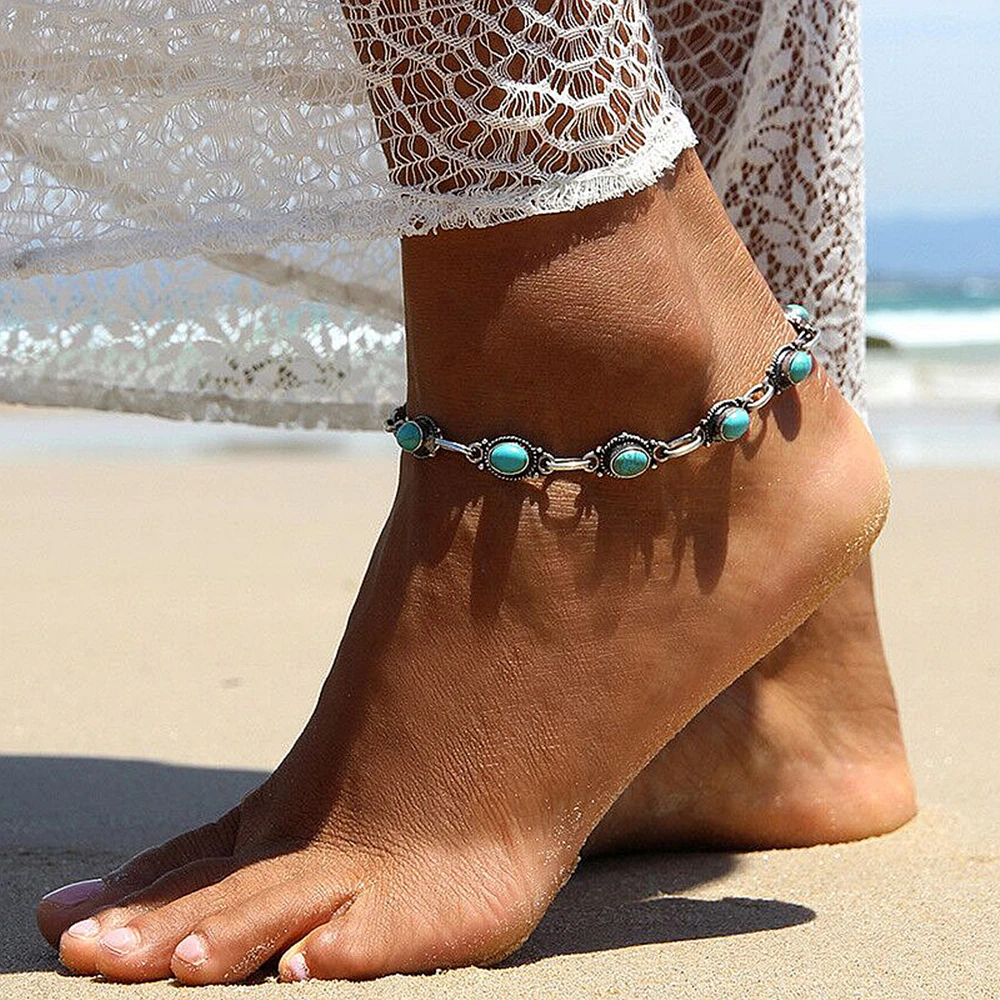 Vintage Blue Stone Anklet