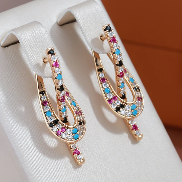 Gold Multicolored Zirconia Earrings