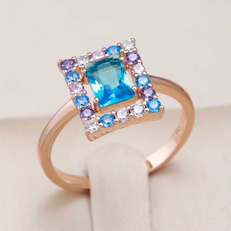 Elegant Blue Zirconia Cubic Ring