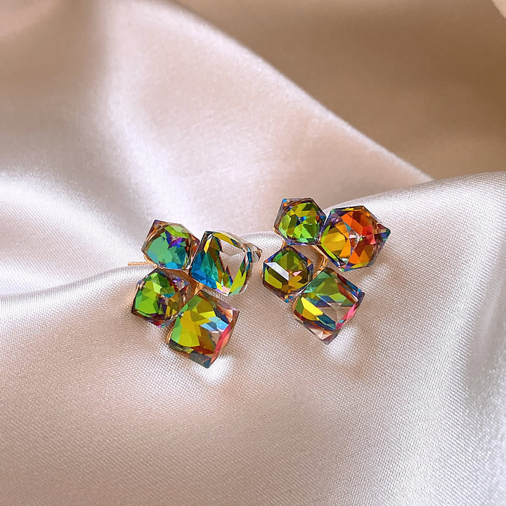 Chic Gold Multicolored Zirconia Earrings